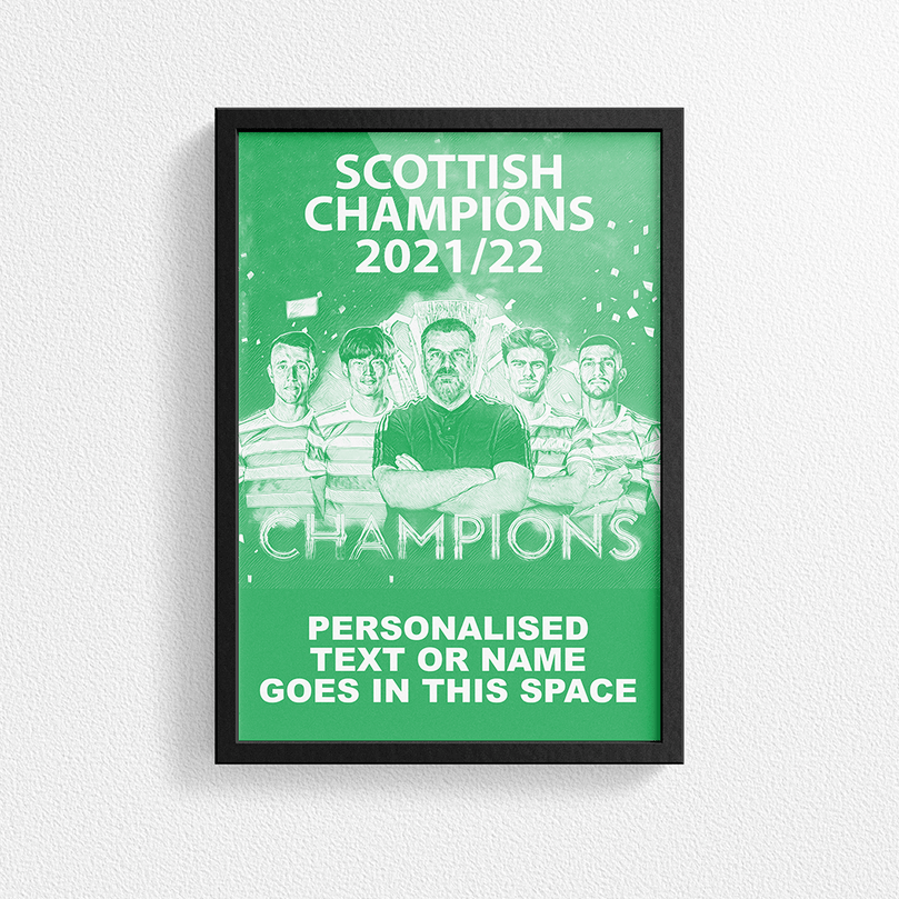 Celtic 2021/2022 Scottish Champions Inspired 'Personalised' Football Poster Print