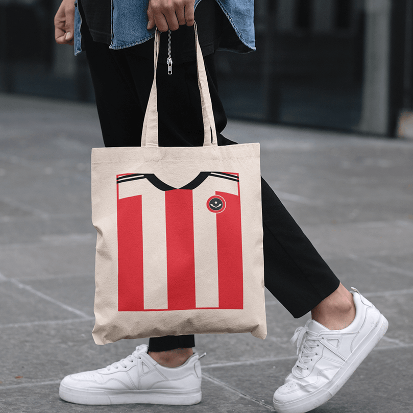 Sheffield United Inspired Retro Style Home Kit Colours 'Personalised' Football Unisex Tote Bag.