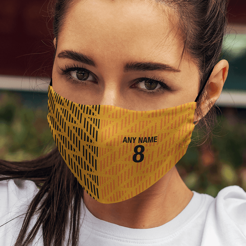 Wolverhampton Inspired Retro Style Home Kit Colours 'Personalised' Football Unisex Face Mask.