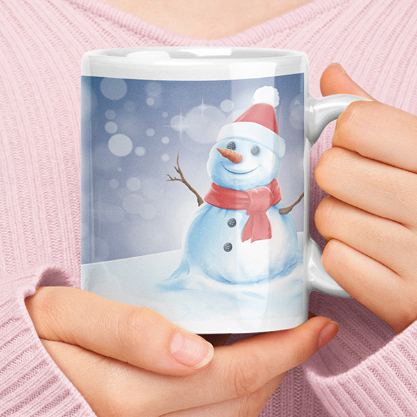 Merry Christmas & Happy New Year 'Personalised' Mug. Xmas Snowman.