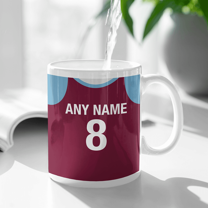Burnley Retro Style Home Kit Shirt Inspired Colours for Personalised Football Mug with optional Coaster.
