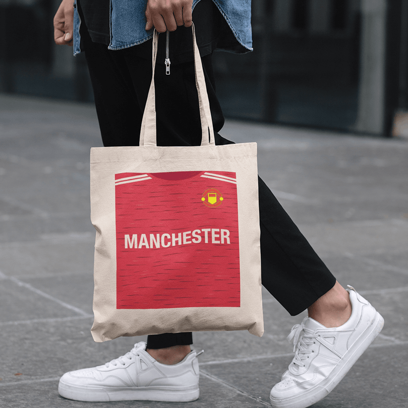 Manchester United 2020/2021 Inspired Home Kit Colours 'Personalised' Football Tote Bag.