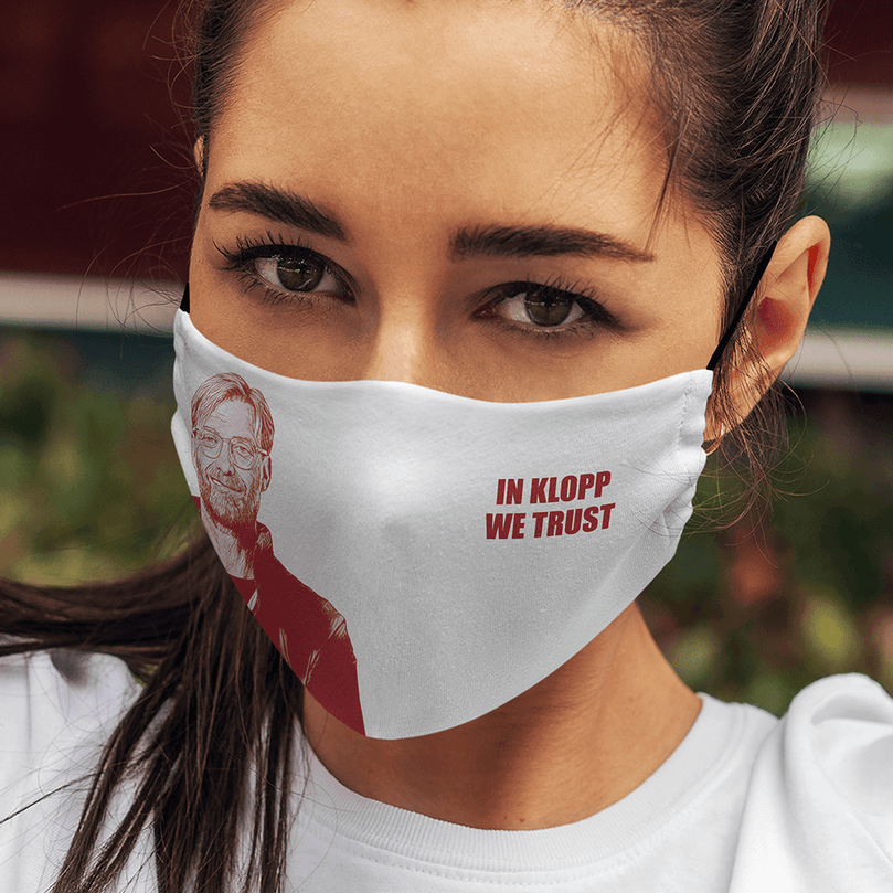 Liverpool Inspired 'In Klopp We Trust' Unisex Face Mask.