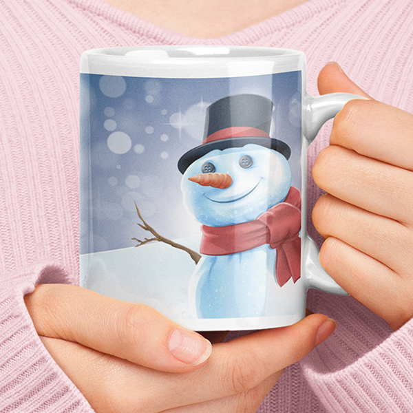 Merry Christmas & Happy New Year 'Personalised' Mug. Xmas Snowman.