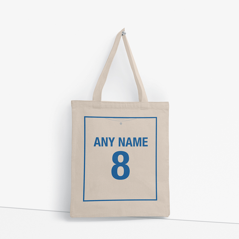 Leeds Inspired Retro Style Home Kit Colours 'Personalised' Football Unisex Tote Bag.
