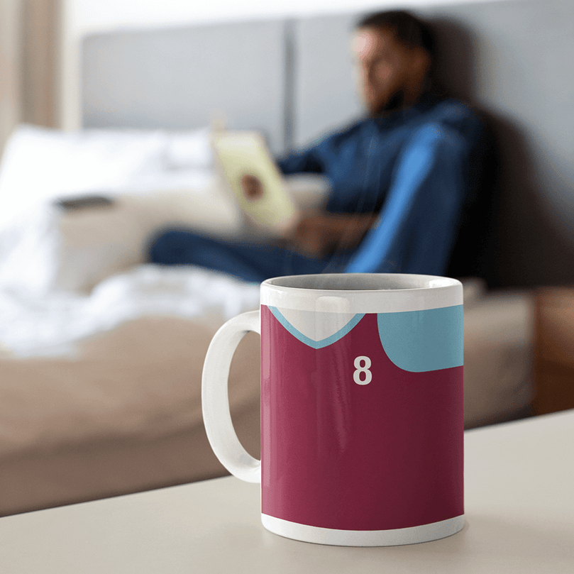 Burnley Retro Style Home Kit Shirt Inspired Colours for Personalised Football Mug with optional Coaster.