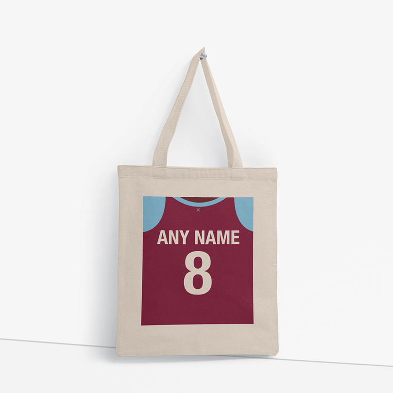 West Ham Inspired Retro Style Home Kit Colours 'Personalised' Football Unisex Tote Bag.