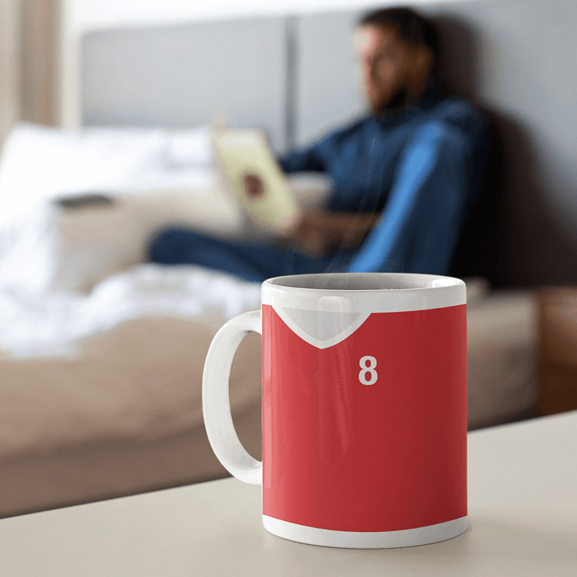 Nottingham Retro Home Kit Shirt Inspired Colours for Personalised Football Mug with optional Coaster.