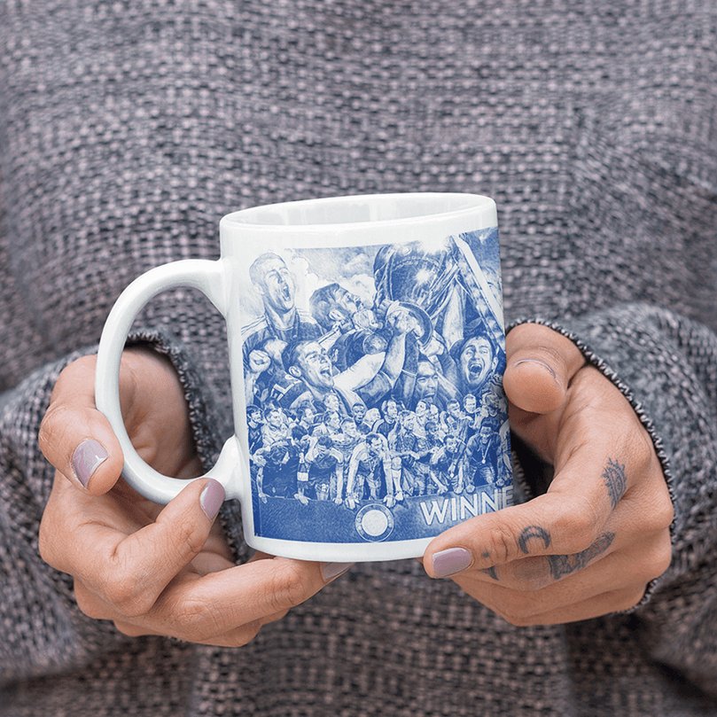 Chelsea 2011/2012 Champions of Europe Inspired Colours for Personalised Football Mug with optional Coaster. Perfect item for The Blues fan.