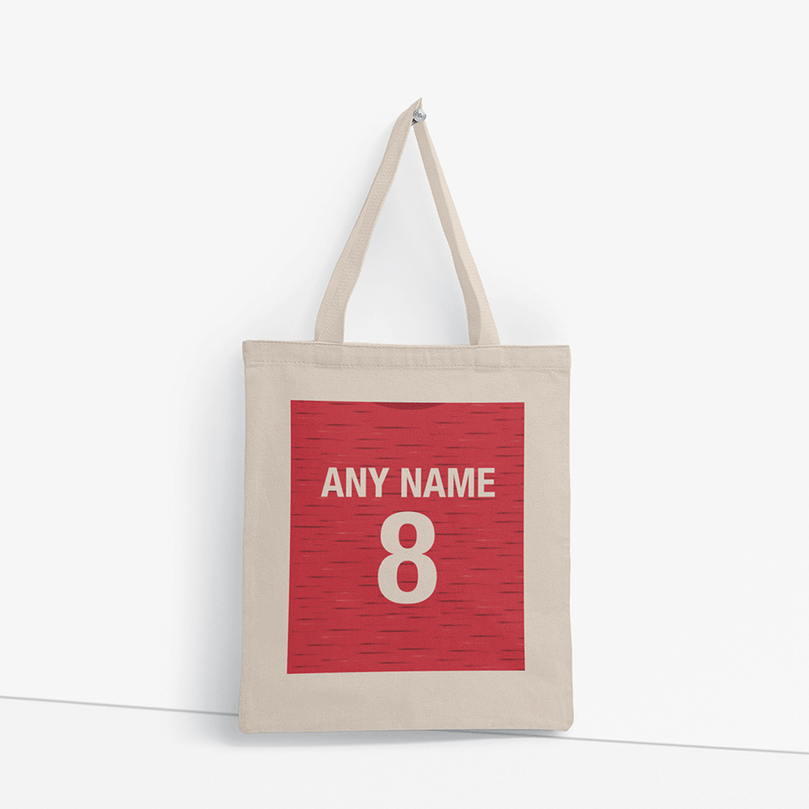 Manchester United 2020/2021 Inspired Home Kit Colours 'Personalised' Football Tote Bag.