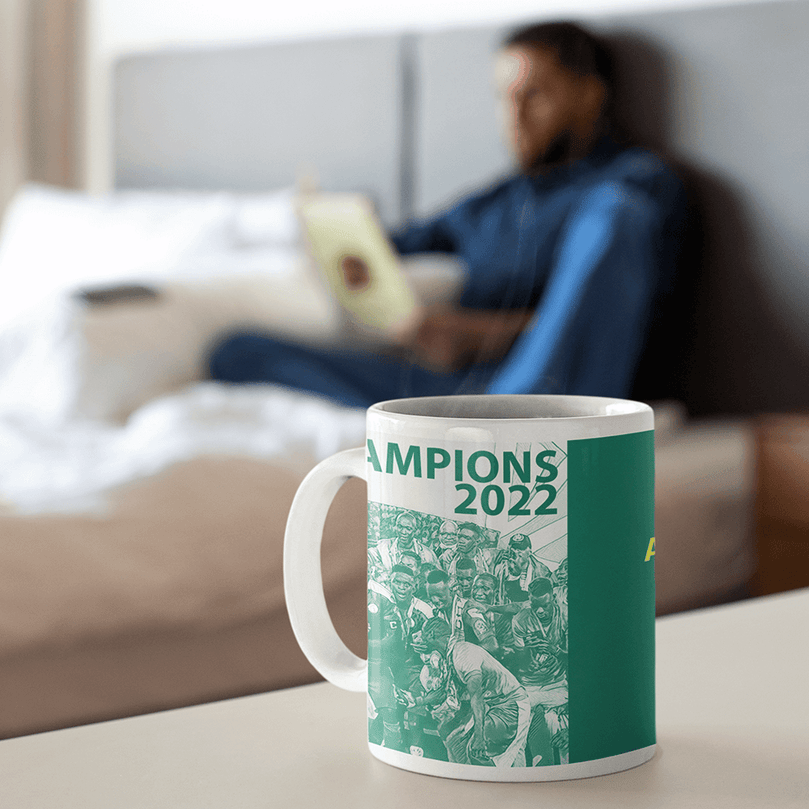 Senegal 2022 African Champions Inspired Personalised Football Mug with optional Coaster. Perfect item for the Lions of Teranga fan.