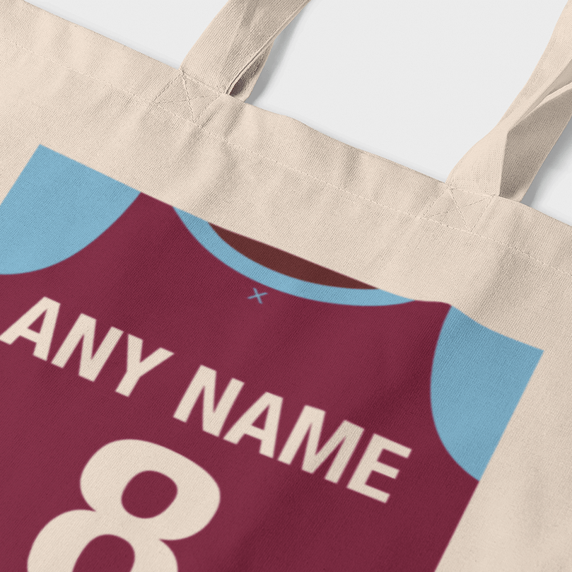 West Ham Inspired Retro Style Home Kit Colours 'Personalised' Football Unisex Tote Bag.