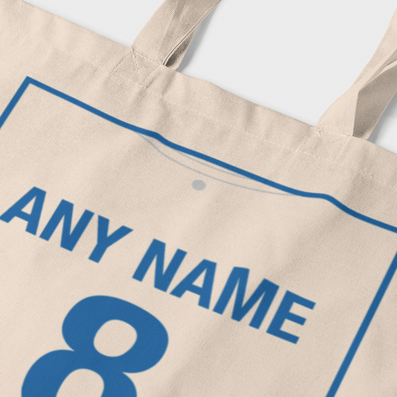 Leeds Inspired Retro Style Home Kit Colours 'Personalised' Football Unisex Tote Bag.