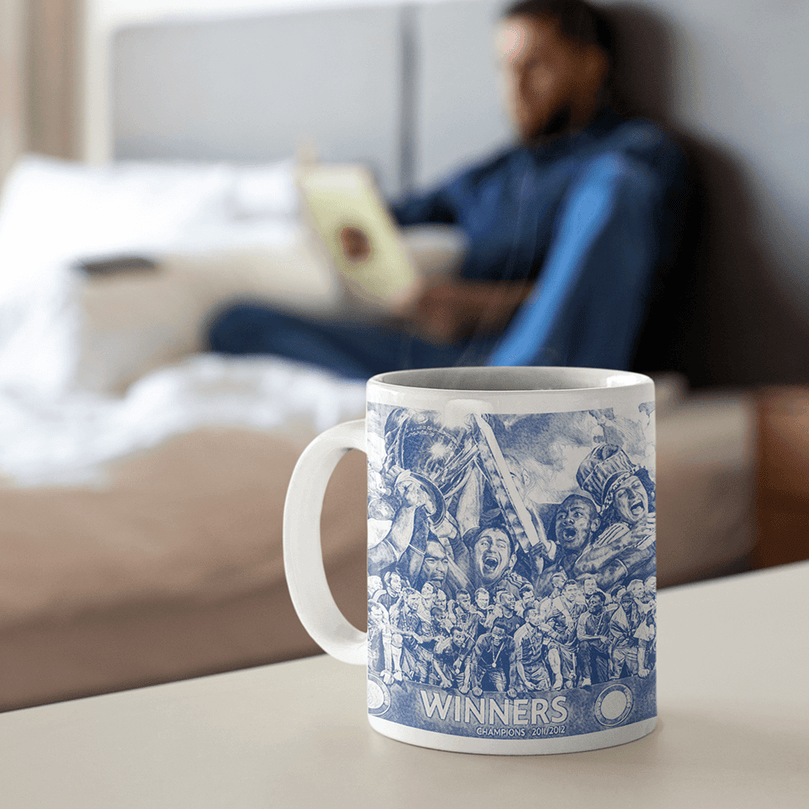Chelsea 2011/2012 Champions of Europe Inspired Colours for Personalised Football Mug with optional Coaster. Perfect item for The Blues fan.