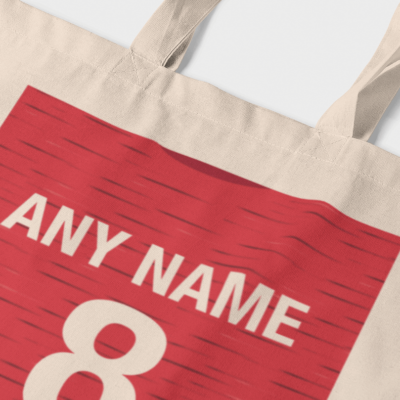Manchester United 2020/2021 Inspired Home Kit Colours 'Personalised' Football Tote Bag.