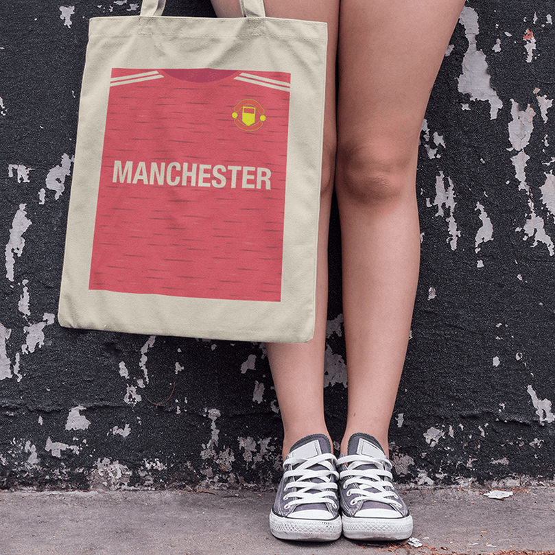 Manchester United 2020/2021 Inspired Home Kit Colours 'Personalised' Football Tote Bag.