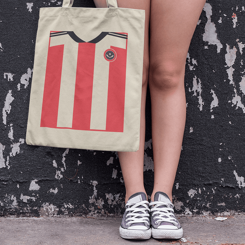 Sheffield United Inspired Retro Style Home Kit Colours 'Personalised' Football Unisex Tote Bag.