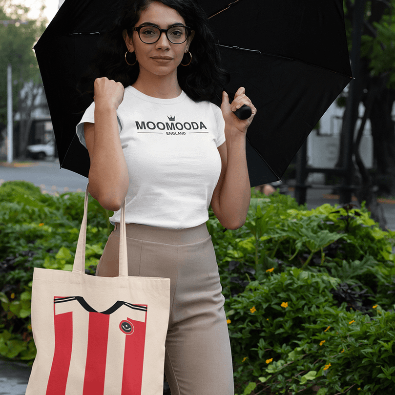 Sheffield United Inspired Retro Style Home Kit Colours 'Personalised' Football Unisex Tote Bag.