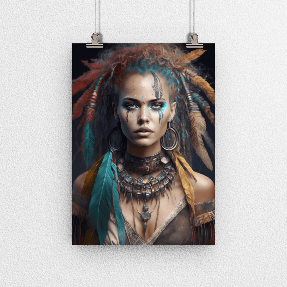 Tribal Woman Portrait Poster Print - Modern Interiors Wall Art Décor