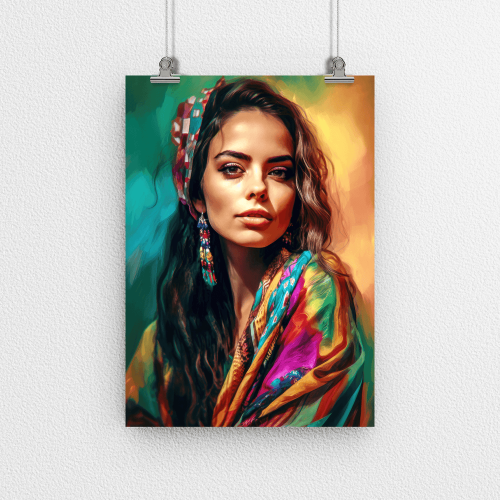 Latina Woman Portrait Poster Print - Latin - Modern Interiors Wall Art Décor