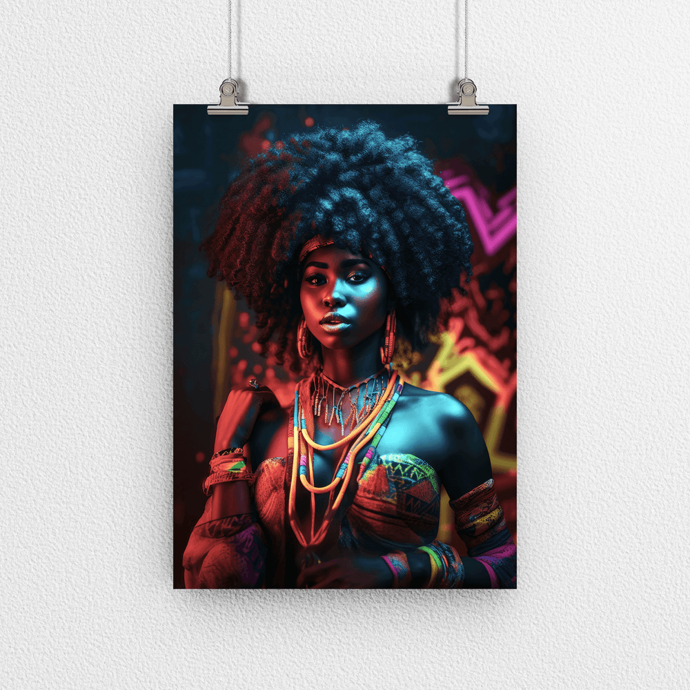 Afrocentric Woman Portrait Poster - Afro African - Modern Interiors Wall Art Décor