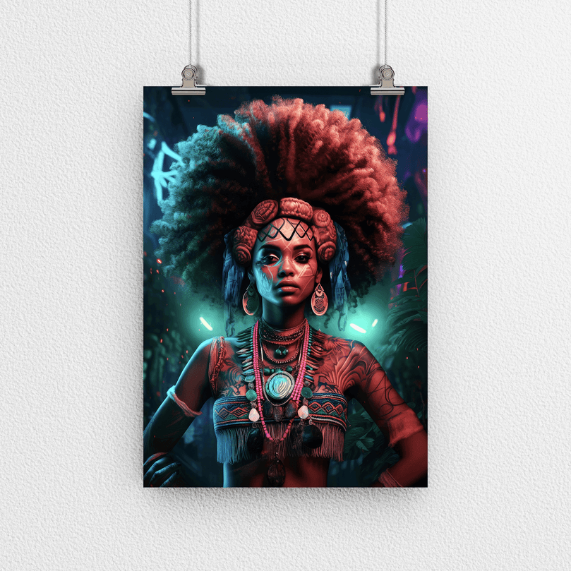 Afrocentric Woman Portrait Poster - Afro African - Modern Interiors Wall Art Décor