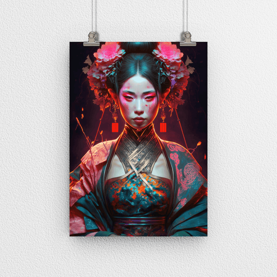 Japanese Woman Portrait Poster Print - Geisha Empress - Modern Interiors Wall Art Décor