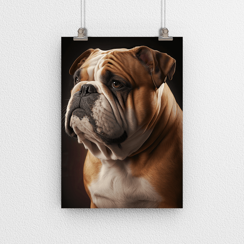 British Bulldog Portrait Poster Print - Modern Interiors Wall Art Décor