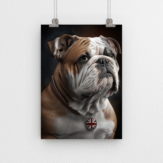 British Bulldog Portrait Poster Print - Modern Interiors Wall Art Décor