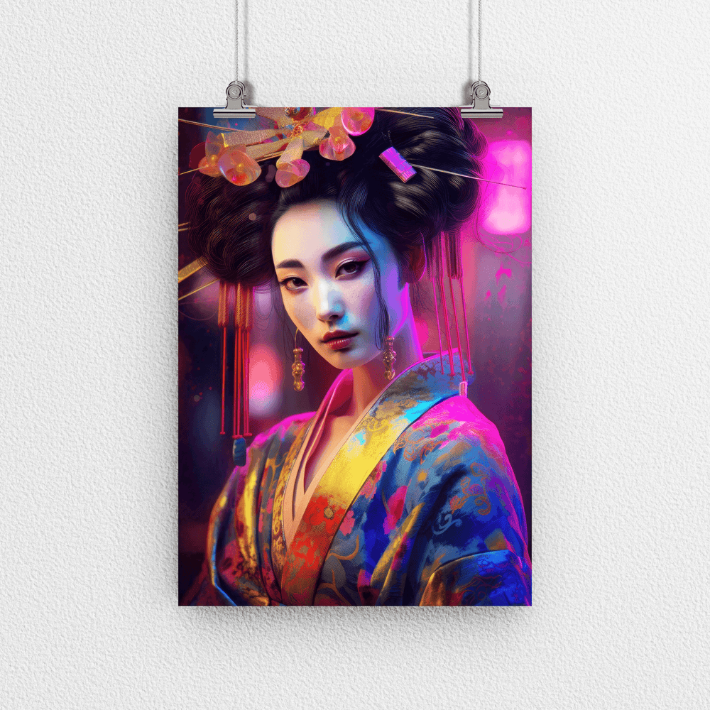 Japanese Woman Portrait Poster Print - Geisha Empress - Modern Interiors Wall Art Décor