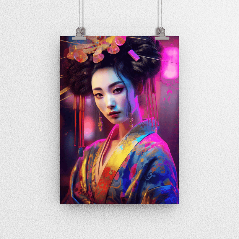 Japanese Woman Portrait Poster Print - Geisha Empress - Modern Interiors Wall Art Décor