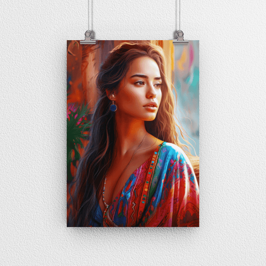 Latina Woman Portrait Poster Print - Latin - Modern Interiors Wall Art Décor