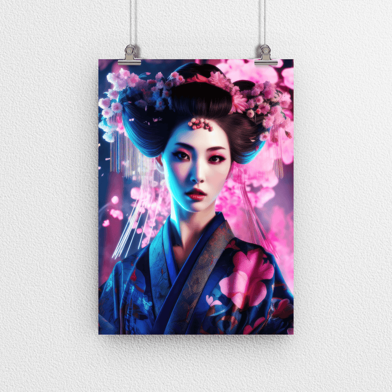 Japanese Woman Portrait Poster Print - Geisha Empress - Modern Interiors Wall Art Décor