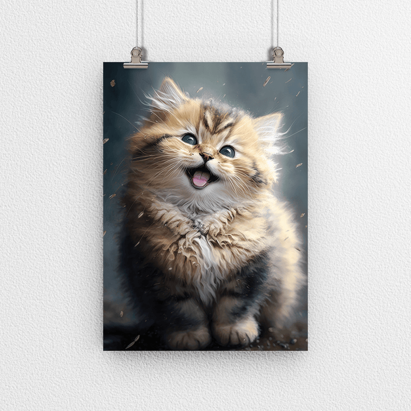 Cute Cat Kitten Portrait Poster Print - Modern Interiors Wall Art Décor