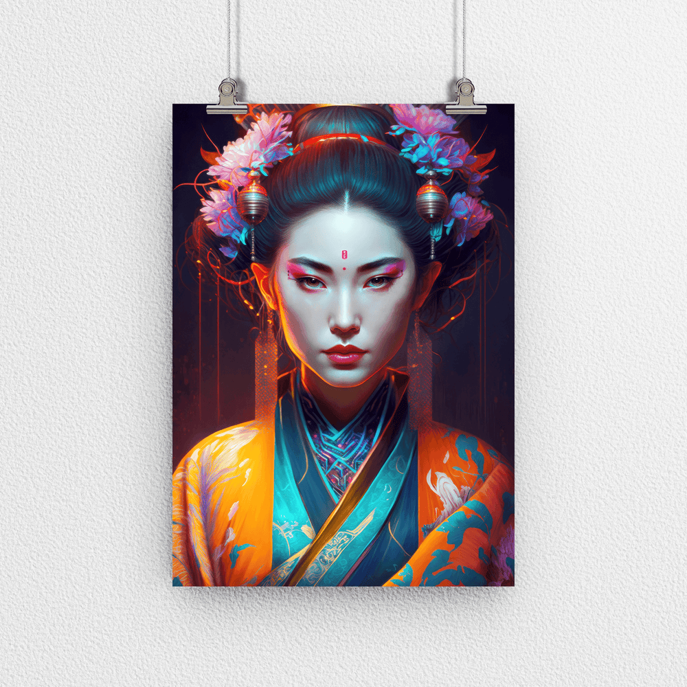 Japanese Woman Portrait Poster Print - Geisha Empress - Modern Interiors Wall Art Décor