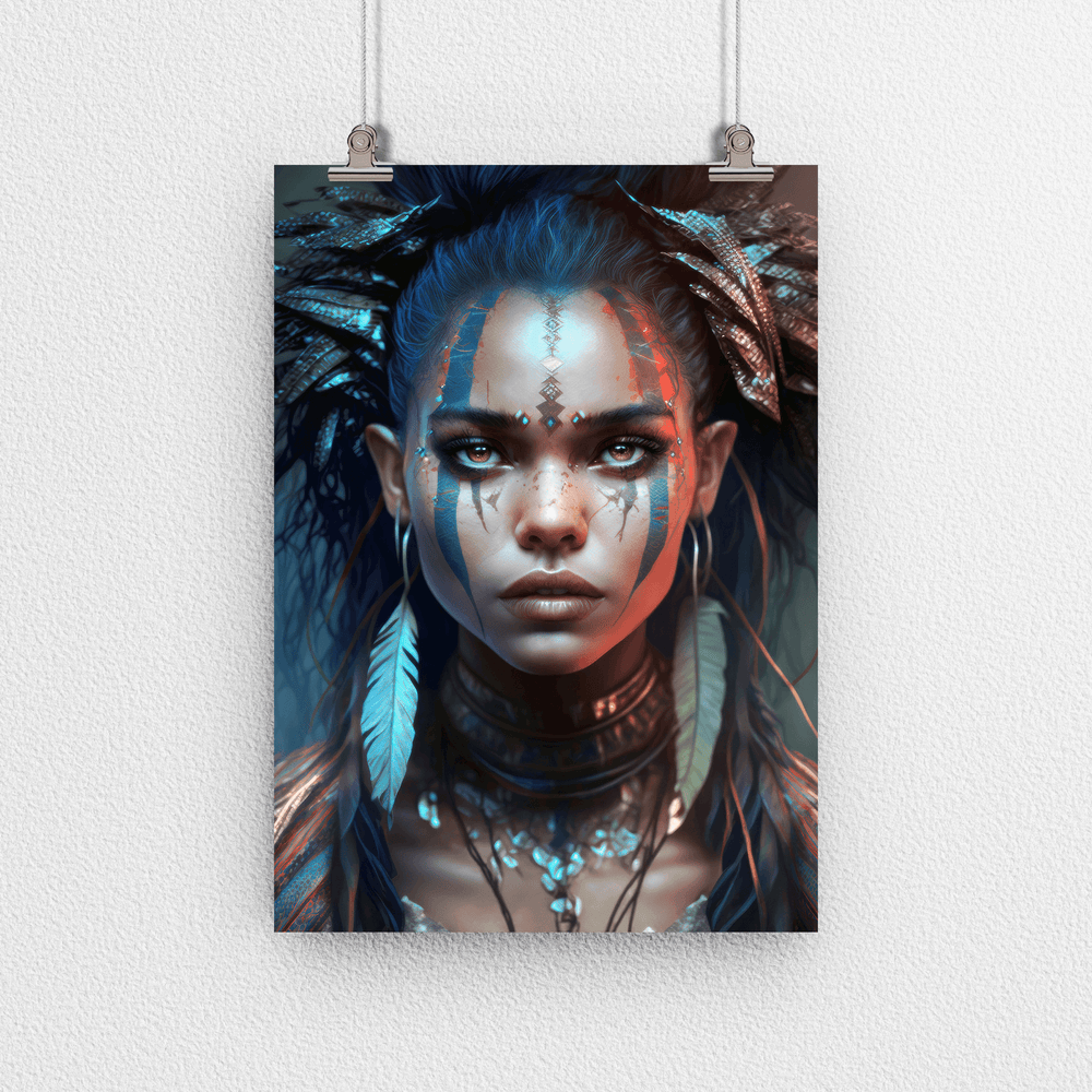 Tribal Woman Portrait Poster Print - Modern Interiors Wall Art Décor