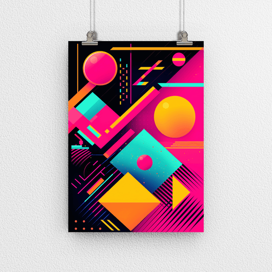 80's Geometric Design Retro Poster Print - Modern Interiors Wall Décor