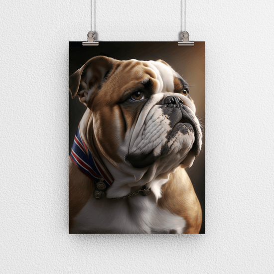 British Bulldog Portrait Poster Print - Modern Interiors Wall Art Décor