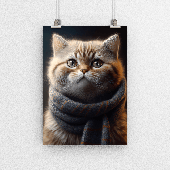 Cat with Woolly Scarf Poster Print - Modern Interiors Wall Art Décor