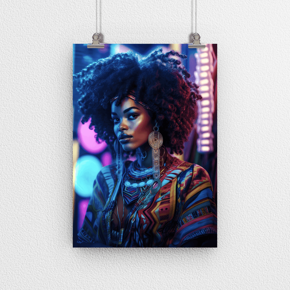 Afrocentric Woman Portrait Poster - Afro African - Modern Interiors Wall Art Décor