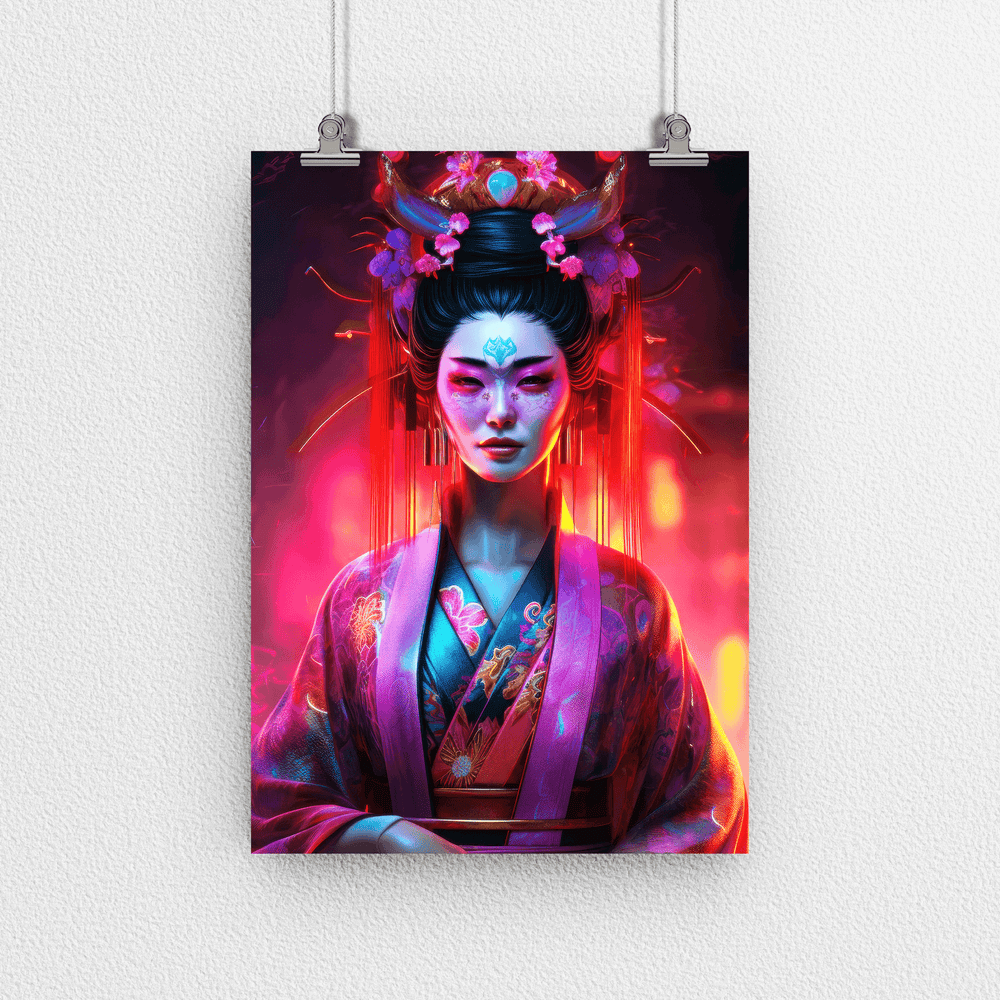 Japanese Woman Portrait Poster Print - Geisha Empress - Modern Interiors Wall Art Décor