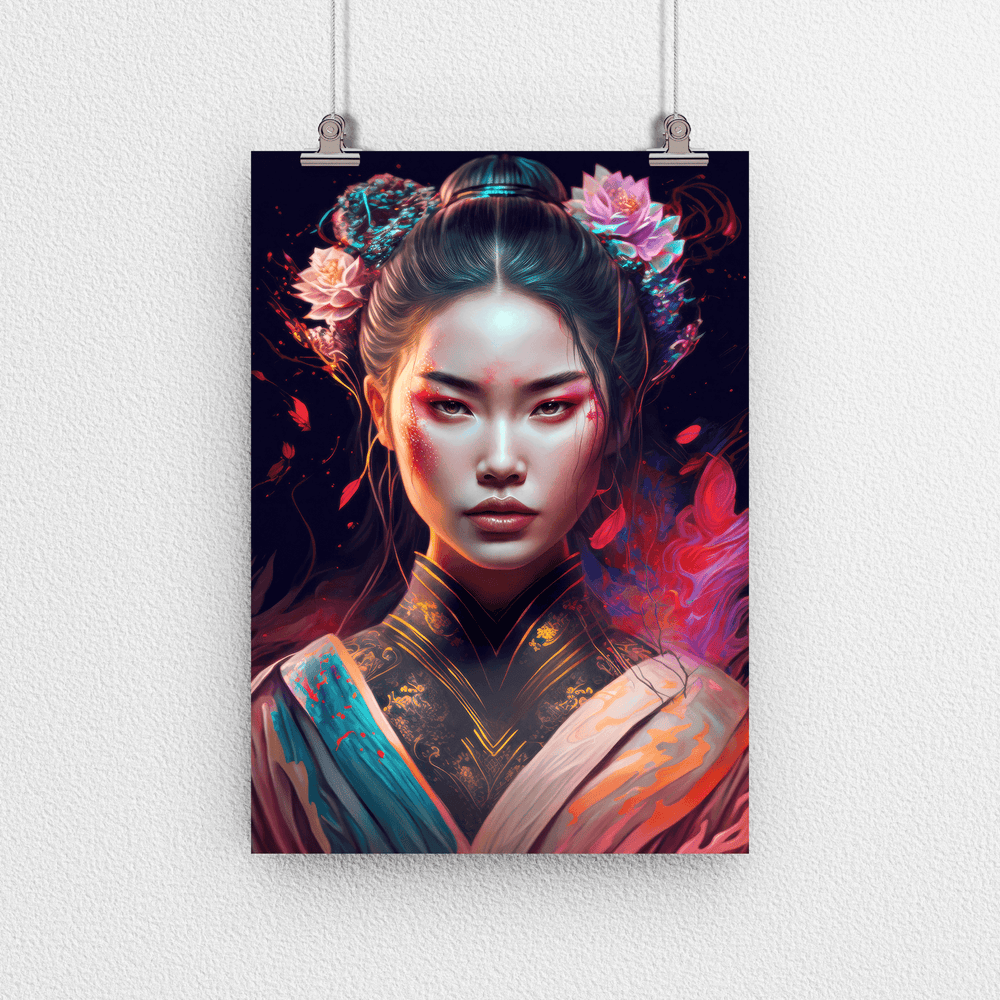 Japanese Woman Portrait Poster Print - Geisha Empress - Modern Interiors Wall Art Décor