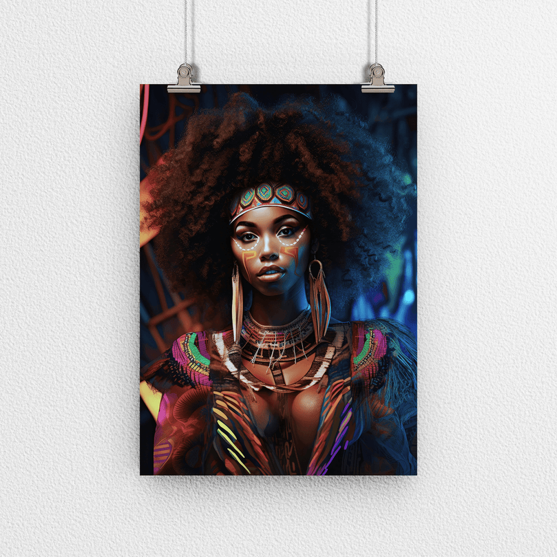 Afrocentric Woman Portrait Poster - Afro African - Modern Interiors Wall Art Décor