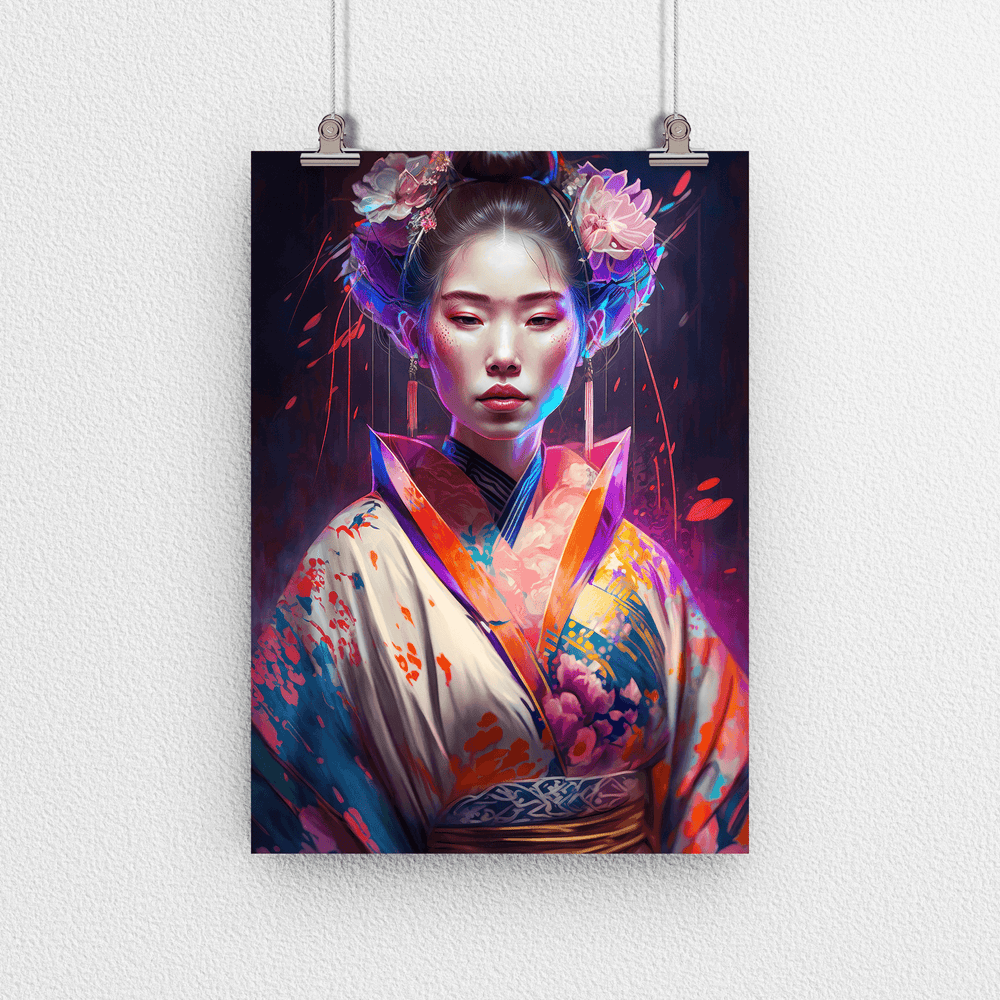 Japanese Woman Portrait Poster Print - Geisha Empress - Modern Interiors Wall Art Décor