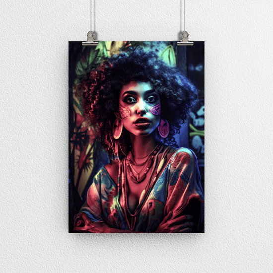 Afro-Latina Woman Portrait Poster - Latin Africa - Modern Interiors Wall Art Décor