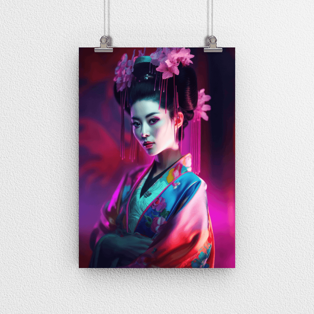 Japanese Woman Portrait Poster Print - Geisha Empress - Modern Interiors Wall Art Décor