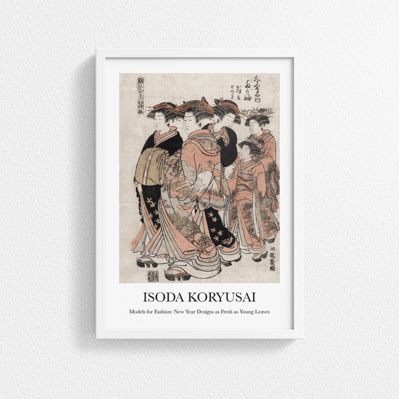 Models of Fashion: New Designs as Fresh Young Leaves by Isoda Koryusai - Vintage Japanese Art Poster Print