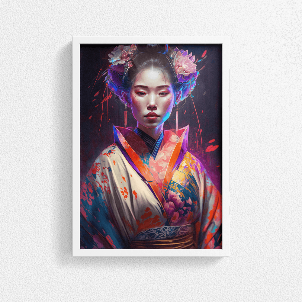 Japanese Woman Portrait Poster Print - Geisha Empress - Modern Interiors Wall Art Décor