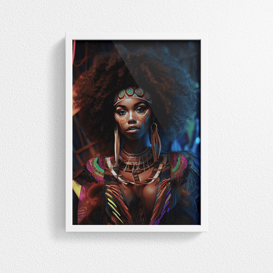 Afrocentric Woman Portrait Poster - Afro African - Modern Interiors Wall Art Décor