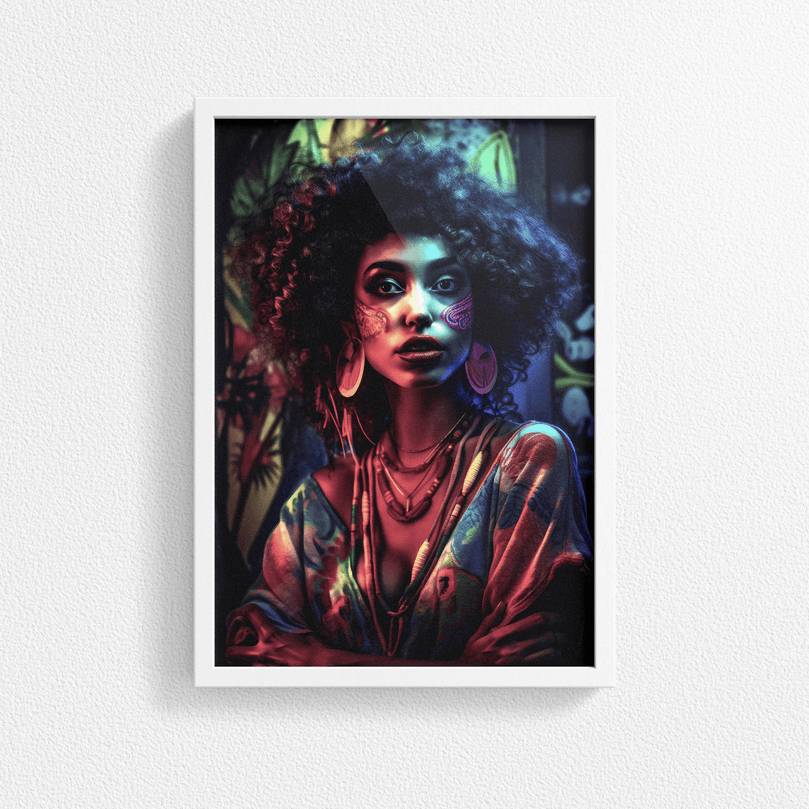 Afro-Latina Woman Portrait Poster - Latin Africa - Modern Interiors Wall Art Décor